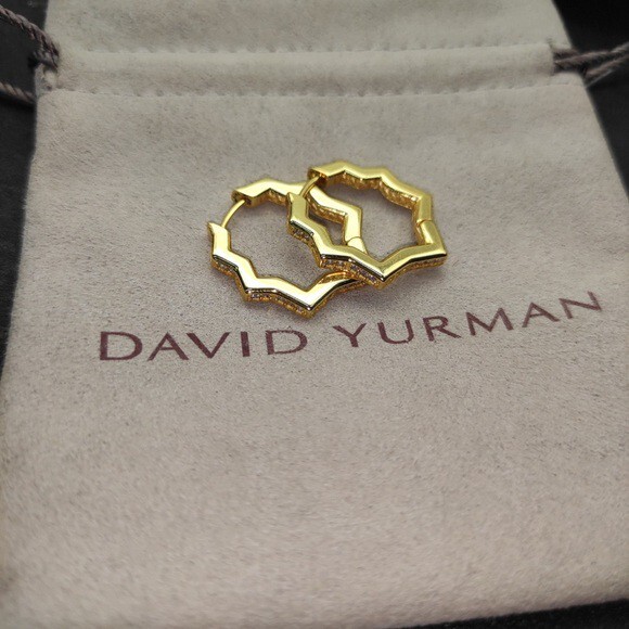 David Yurman 22.8mm*2.6mm golden hexagonal earrings